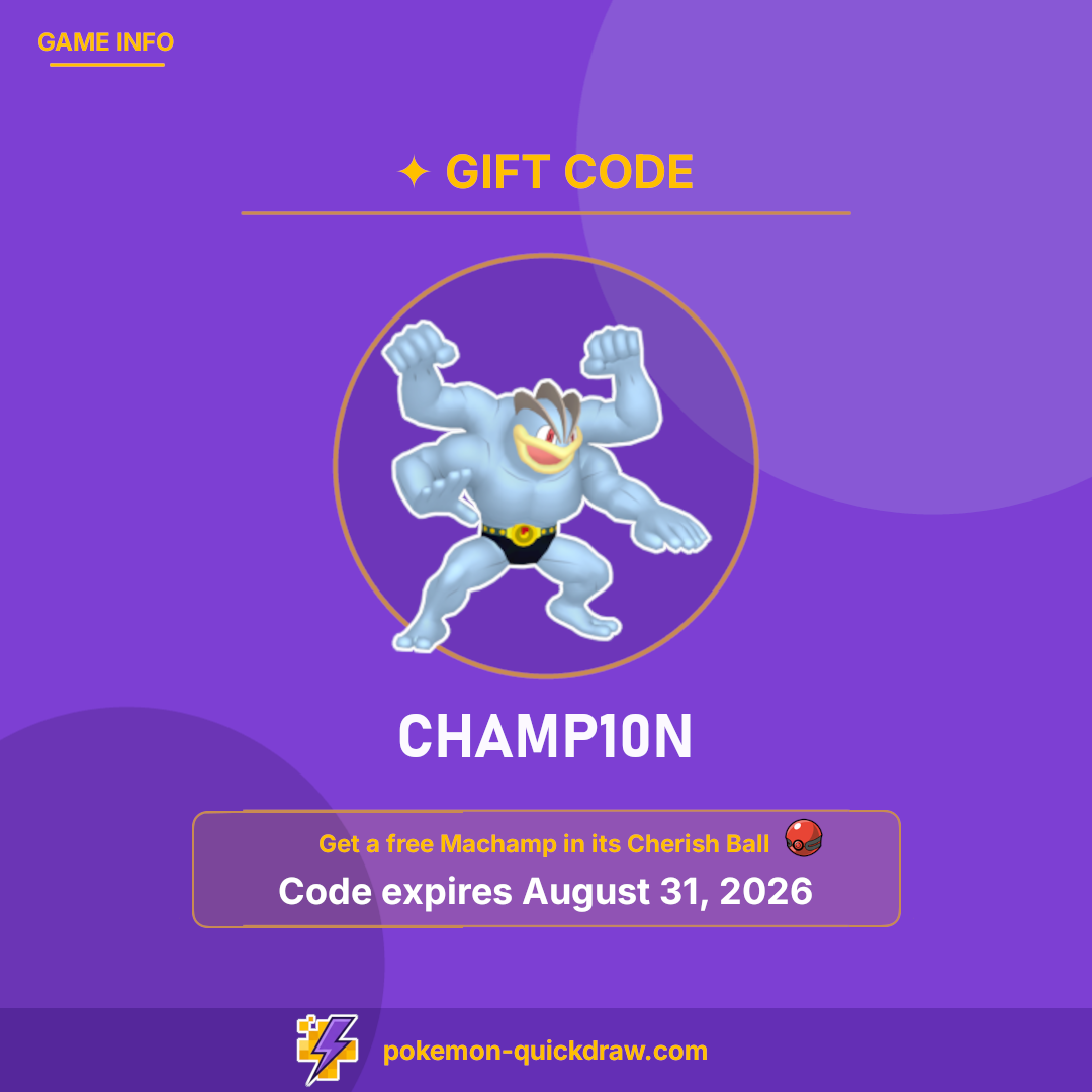 Get your hands on a free Machamp with the gift code CHAMP10N
