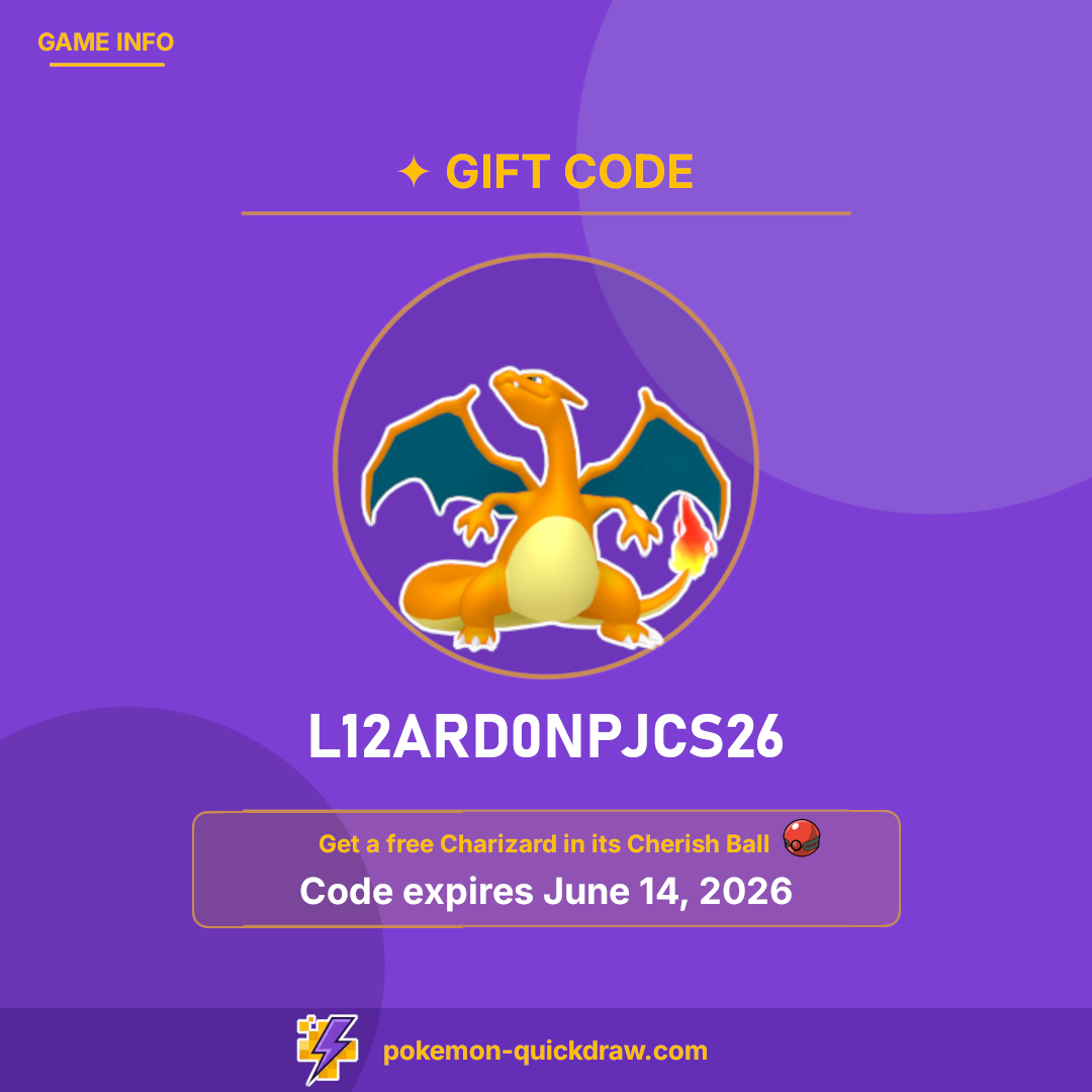 Get your hands on a free Charizard with the gift code L12ARD0NPJCS26